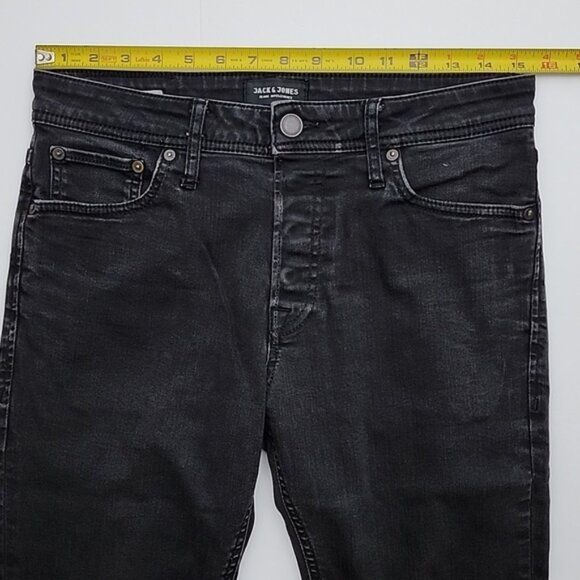Jack  Jones Jeans Intelligence Slim Fit Tim Black Denim Size 31 x 32 - Picture 15 of 16